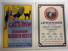 C 1910’s Lot Of 2 Diff Cat Ads Cat’s Paw Rubber Heels & Lewando’s Laundry Boston picture