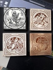 Set Of Minton 6x6 Shakespearean Tiles - Cymbaline, Guinevere, Macbeth, Shrew picture