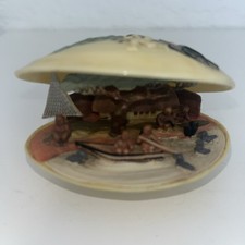 Vintage 1930s-1950s Japanese Celluloid Clam Shell Diorama Rickshaw Netsuke Style picture