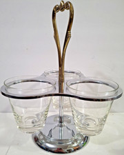 Mid Century Modern Kromex 3-Cup Condiment Caddy Set Revolving Lazy Susan picture