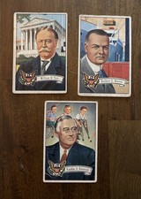 1952 Bowman U.S. Presidents Cards - Lot of 3 - Taft #29 Hoover #33 Roosevelt #34 picture