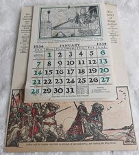 Vintage 1934 School Calendar - American Book Company - Story of King Arthur picture