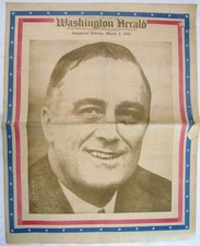 Vintage 1933 President FDR Franklin D. Roosevelt Inauguration Newspaper picture