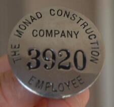RARE VINTAGE THE MONAD CONSTRUCTION CO. EMPLOYEE BADGE ID #3920 PIN picture