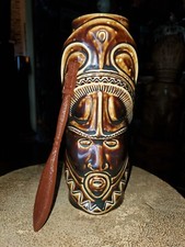 Trader Vic's Notu mask symbol tiki mug and one stirring stick brand new picture