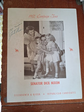 Signed 1952 Senator Dick Pat Richard Nixon Campaign Tour Menu Ike New Haven picture