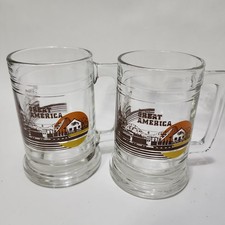 Set Of 2 - Marriott's Great America Glass Beer Mug Clear Excellent Vintage Stein picture