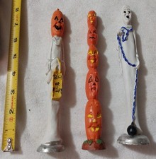 Set (3) VTG Hermitage Pottery Ceramic Halloween Figurines Ghost Pumpkin 8