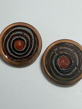 MATISSE RENOIR COPPER ENAMEL CLIP ON VINTAGE WOMENS EARRINGS picture