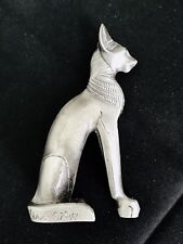 LARGE 3” Pewter Ancient Egyptian Bastet Cat Valencia Goddess Figurine Statue H picture