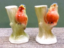 2 Vtg. Pre-War Czech Bird Bud Vases 5 in. Matte & Gloss Finish picture
