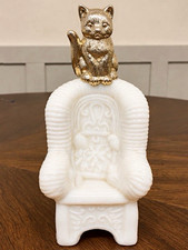 Vintage Avon Sitting Pretty Cat Rocking Chair Cologne Bottle Box Cotillion picture