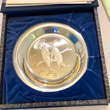 Silver Tone Decorative Plate Engraved Pisces Fish Zodiac Symbol in Box picture