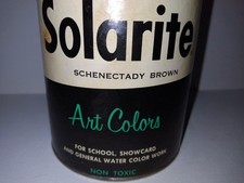 RARE VINTAGE SOLARITE SCHENECTADY BROWN TEMPERA PAINT TIN ARTIST COLOR SCHOOL NY picture