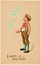 Vtg. Postcard Expressive Children New Year print Ellen Clapsaddle 4242 smoking picture