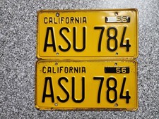 1956 California License Plates, 1956, Authentic, DMV Clear Guaranteed picture