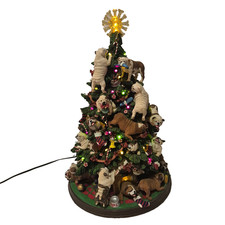 Danbury Mint Bulldog Dog Christmas Tree Lighted Figurine Decor picture