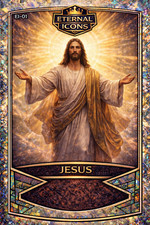 Eternal Icons Jesus Christ EI-1 Christian Biblical Trading Card Infographic Back picture