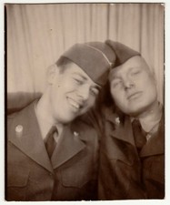 c1940s Two WWII Servicemen Affectionate Photo Booth Portrait Gay Queer Interest picture