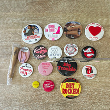 Vintage 80s Movie Promo Pinback Button Lot Ghostbusters Bronson Rolling Stones picture
