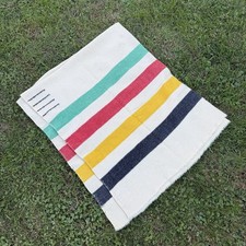 Vintage Hudson's Bay 4 Point Blanket 100% Wool Made in England 65
