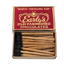 VTG Early's Old Fashioned Chocolate Matchbox Advertising Rare Foil Advertisement picture