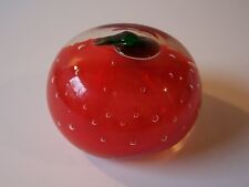Red Tomato Apple Art Glass Paperweight Hand Blown Controlled Bubbles Pontil picture