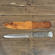 Vintage KIC Japan Fixed Blade Hunting Knife w/ Original Leather Sheath picture
