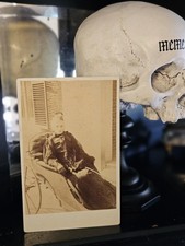Antique Victorian Cabinet Card Photo Invalid Carriage Wheelchair Mourning Dress picture