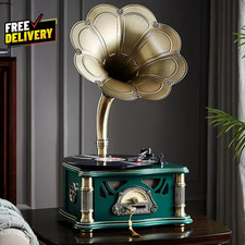 Vintage Gramophone with Bluetooth Output Vintage Record Players Retro Gramoph... picture