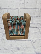 Vtg Wooden Napkin Holder w/ Heart Cutouts - Cottagecore 80s 90s Country Fabric picture