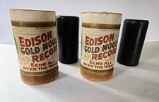 Lot of 2 Antique Edison Gold Moulded Cylinder Records in Boxes No lids, 1905 picture