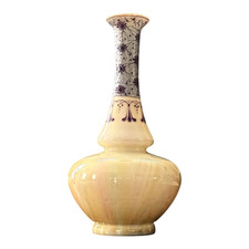 Antique Bohemian Enameled Marbled Opaline Art Glass Vase - Harrach Style picture
