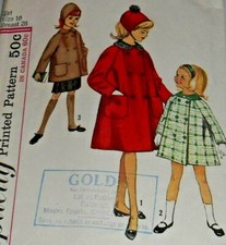 Vintage Simplicity #5147 Hat,Coat in 2 Lengths Sewing Pattern Child Size 10  picture