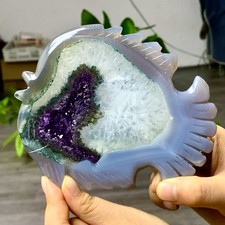 324G Natural amethyst agate hand-carved fish crystal specimen picture