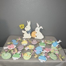 Easter Ornament Bunny / Egg Holiday Garland + 2 Wood 6