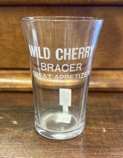 Antique WILD CHERRY Bracer Shot Glass w/Etching 1900s Advertising Glass Rare picture