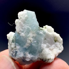 56 CT Terminated Natural Aquamarine Crystals Bunch Specimen From Skardu Pakistan picture