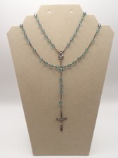Vintage Sterling Silver Blue Crystal Rosary Italy Roma 18