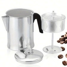 Percolator Coffee Pot Aluminum Durable Camping Home Stove Grill 8-Cup picture