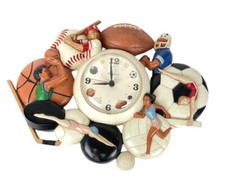 Vintage 1994 HOME INTERIOR Sports Wall Clock Battery Operated HOMCO Quartz USA picture