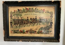 Antique German Military Commemorative Framed Lithograph Senger Feld Artillery picture