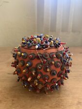 african decorated gourd container with glass and vinyl beads picture