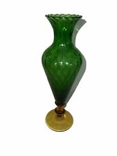 Vintage Glass Vase Yellow Green 11.5” High  picture