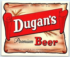 Vintage Dugan's Premium Beer 1 Quart label, Worcester, MA picture