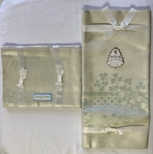 Vintage Richlin Pure Irish Linen Tablecloth & Napkins Set, NOS Green Shamrock picture