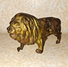 Antique AC Williams Cast Iron Lion Still Bank 1910s Original Patina 4-Hole Base picture
