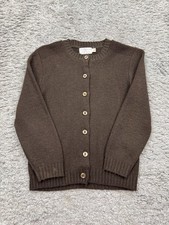 Vtg Girl Scouts Cardigan Youth 8 Chocolate Brown Knit Office Sweater 50s 60s USA picture