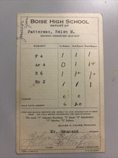 Boise High School (Idaho) 1916-1917 Antique Signed Report Card picture