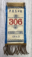 Vintage Camp 306 Patriotic Order Sons of America Ribbon Hummeltown Pennsylvania picture